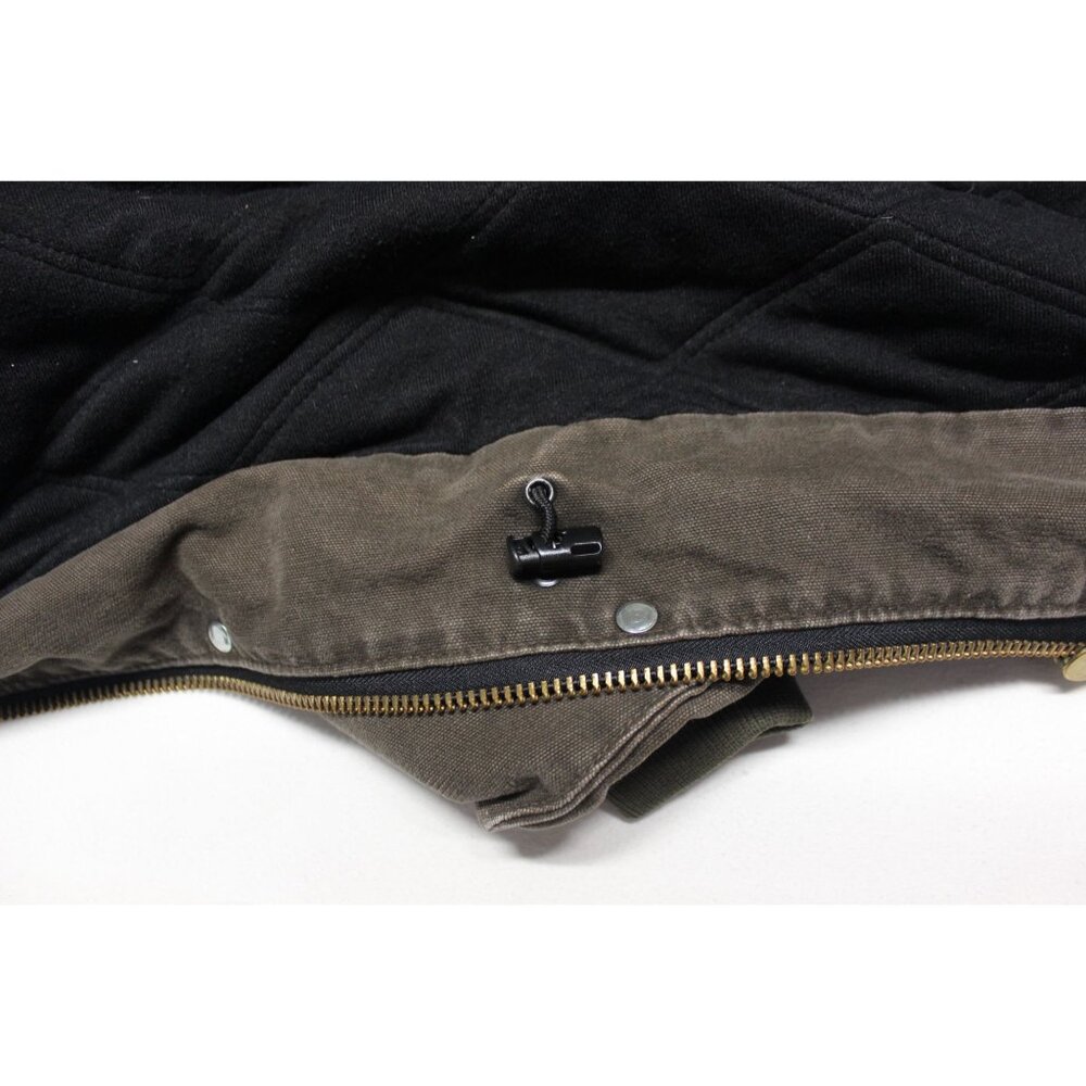 Carhartt men's vintage moss sandstone wash quilt lined long barn chore coat - Picture 10 of 14